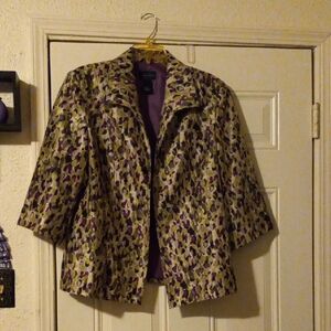 Women's Purple and Olive Patterned  Blazer